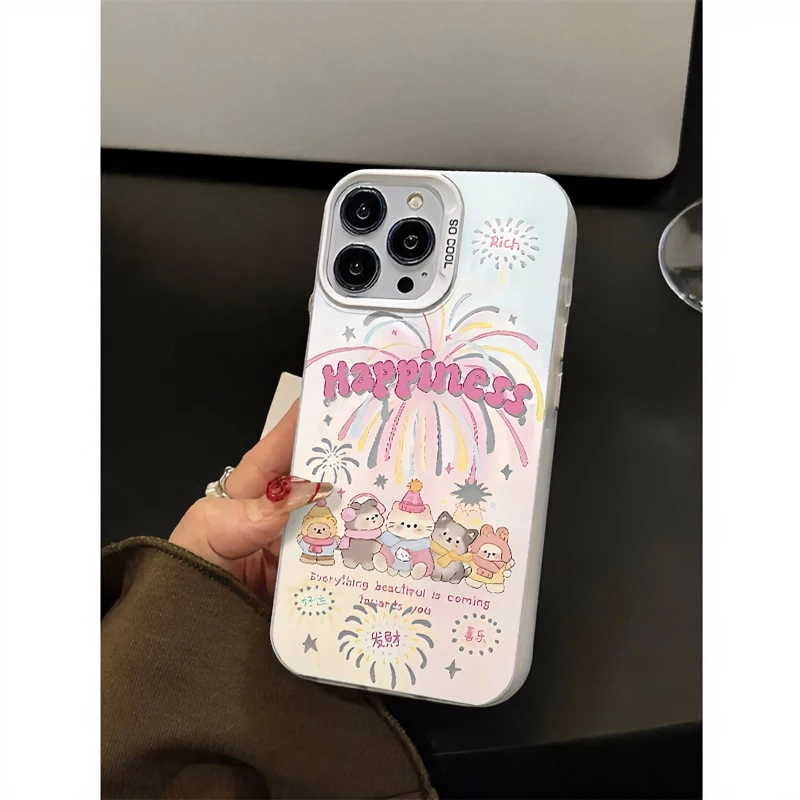 ins快乐烟花动物适用iPhone15/14promax手机壳11苹果13pro/12套xr
