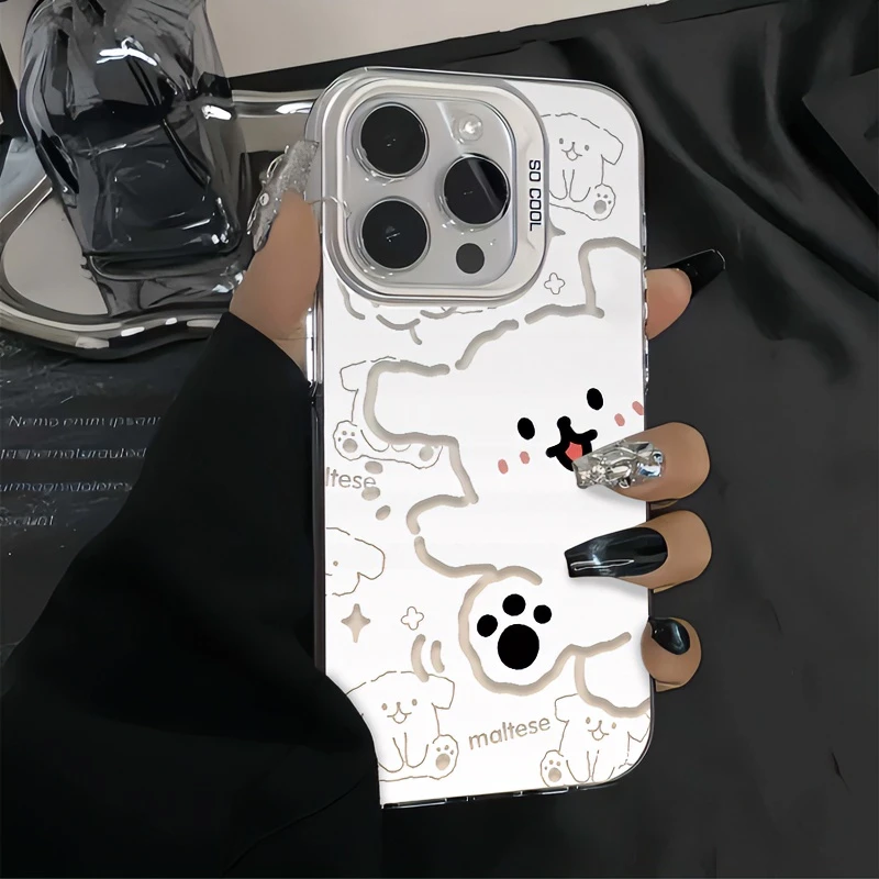 ins素描线条小狗iphone15/13苹果手机壳14华为vivo小米oppo女12套