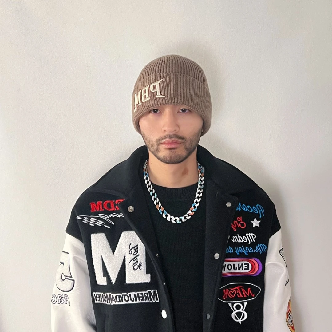 PBM韩版ins字母刺绣子男女秋冬季百搭冷帽美式潮牌针织帽宽松休闲