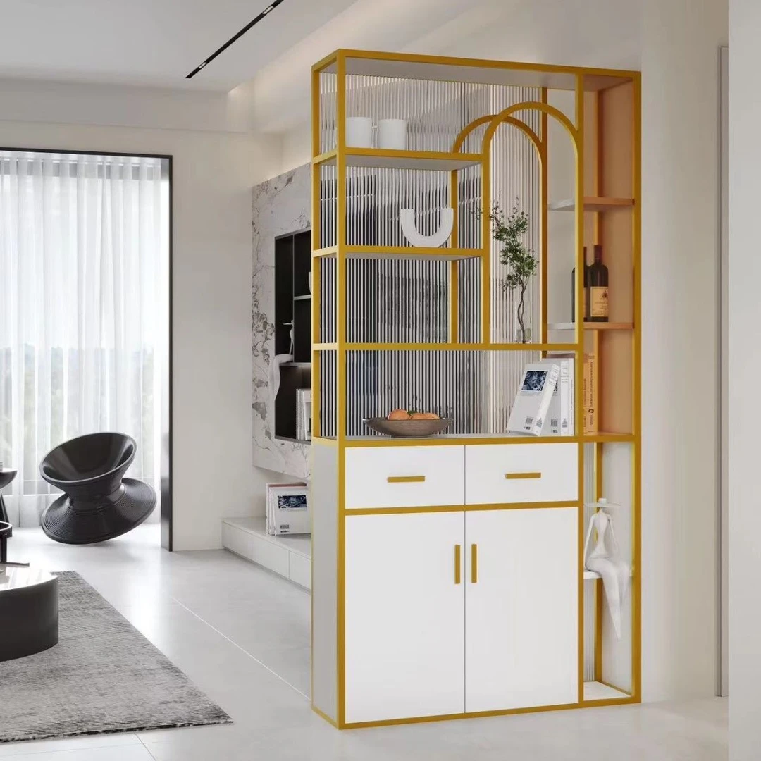 入户玄关柜长虹玻璃客厅隔断现代装饰置物架入户遮档免安装屏风柜