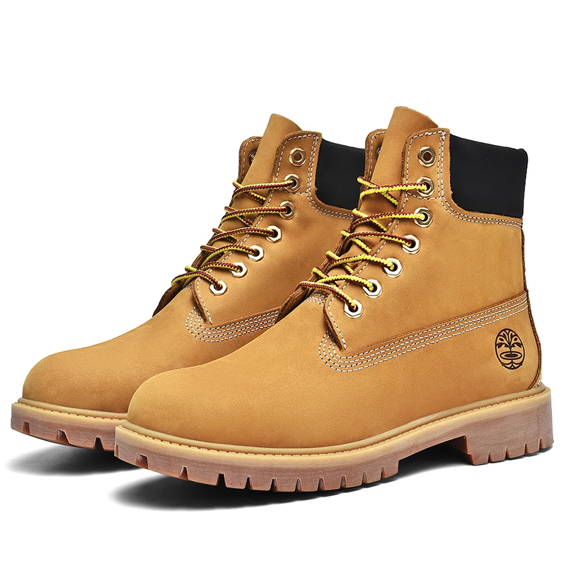 头层牛皮秋冬情侣大黄靴复古潮流时尚工装靴英伦风高帮真皮马丁靴
