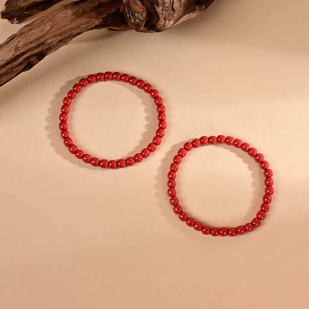 含辰砂工艺品V1118-S-朱砂单圈手串-4*5mm-多样性发一件（甄选）