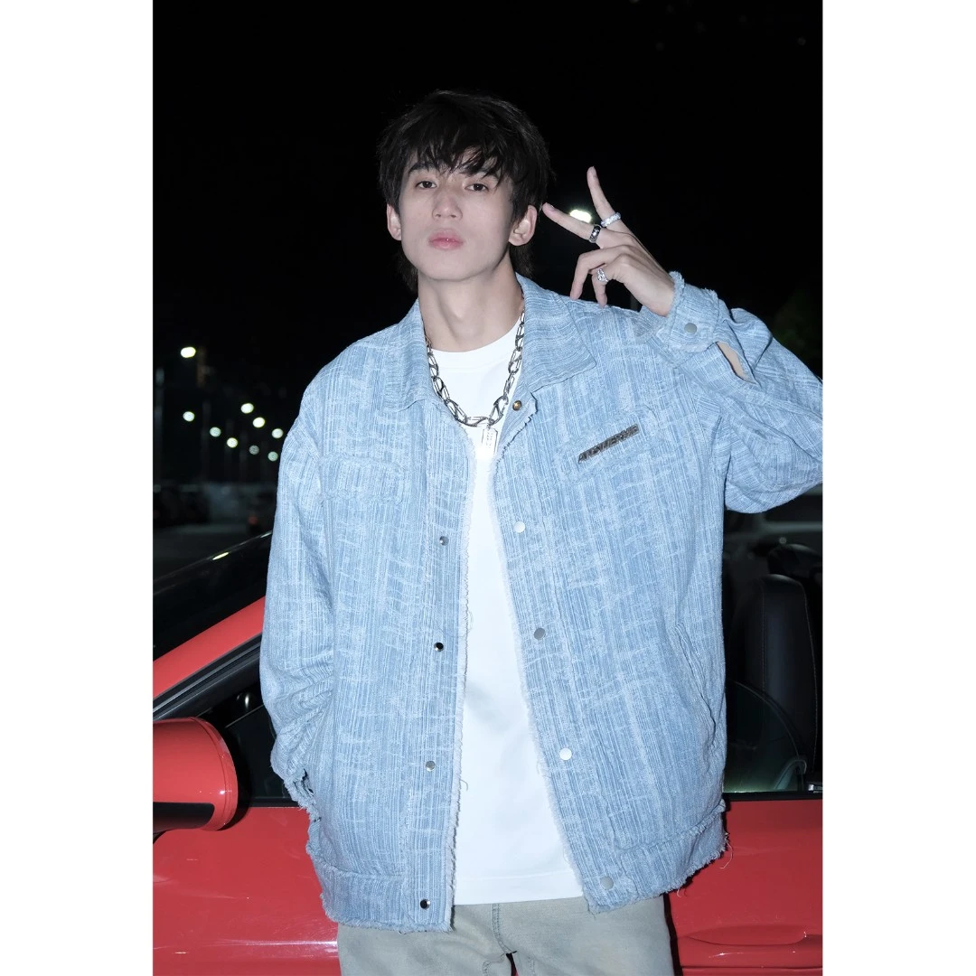 COURSEMYS聪明陈春季复古小香风夹克男潮牌街头百搭休闲情侣男士