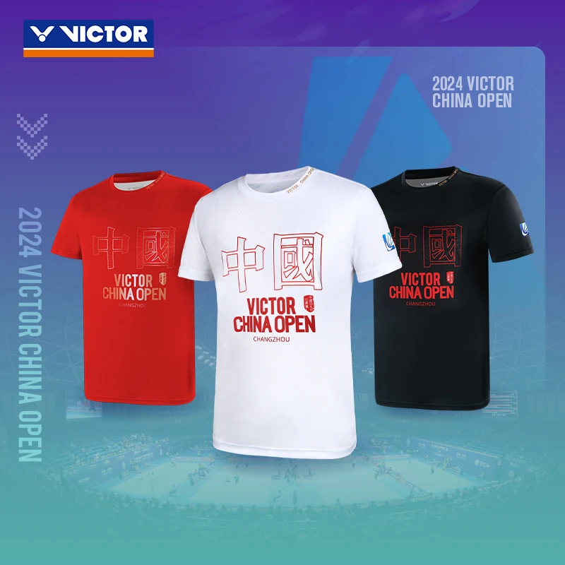 VICTOR威克多胜利羽毛球服2024中国公开赛系列短袖T恤T-CO2401