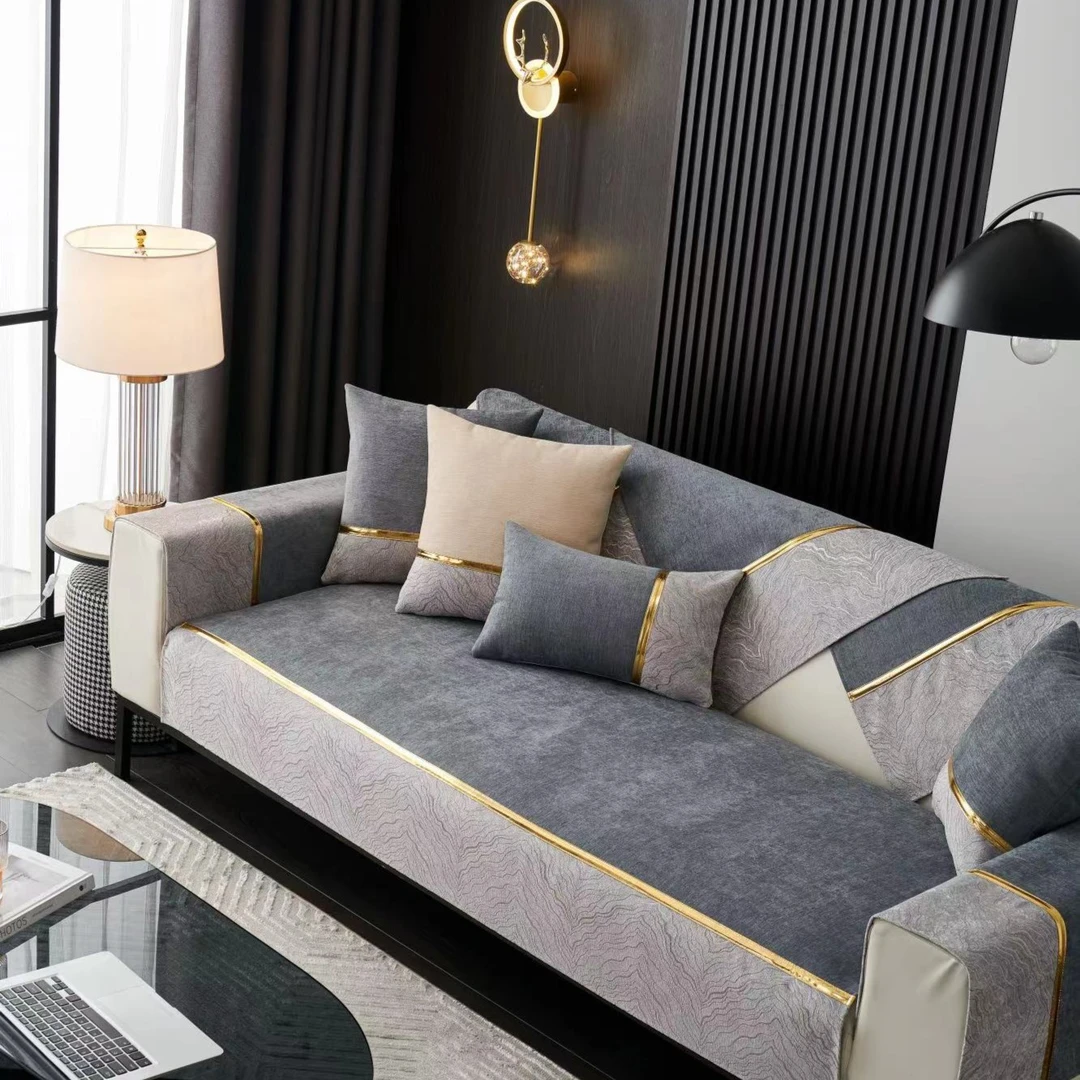 【花语】雪尼尔四季通用沙发垫轻奢防滑防猫抓时尚加厚中式高档真皮