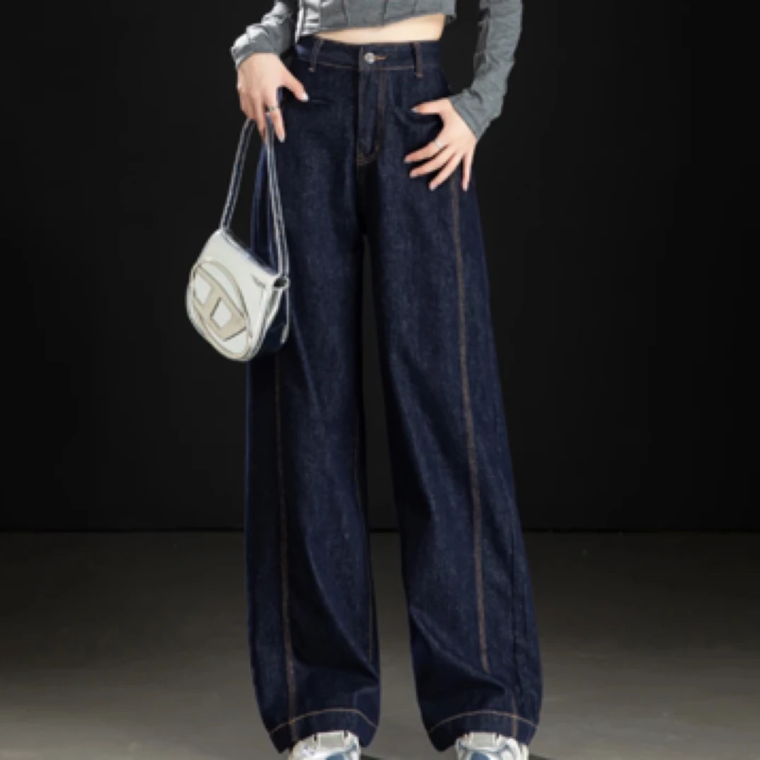 孤品高腰复古阔腿女装牛仔裤2025春夏季拖地裤默认微瑕NO退NO换