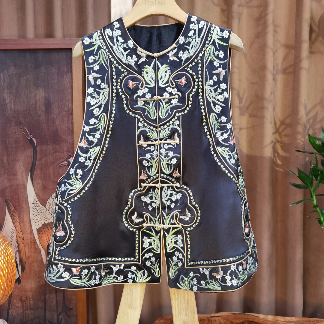 富美国风满绣对襟马甲F5552国风