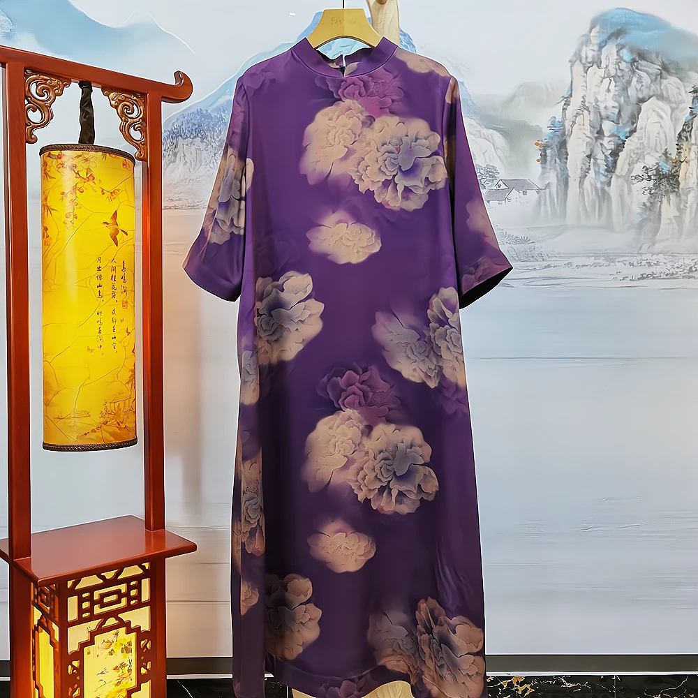 富美国风香云纱连衣裙F8826