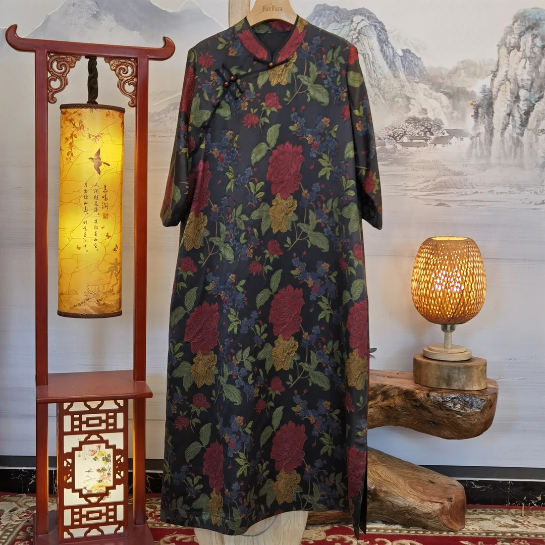 富美国风香云纱连衣裙F8890