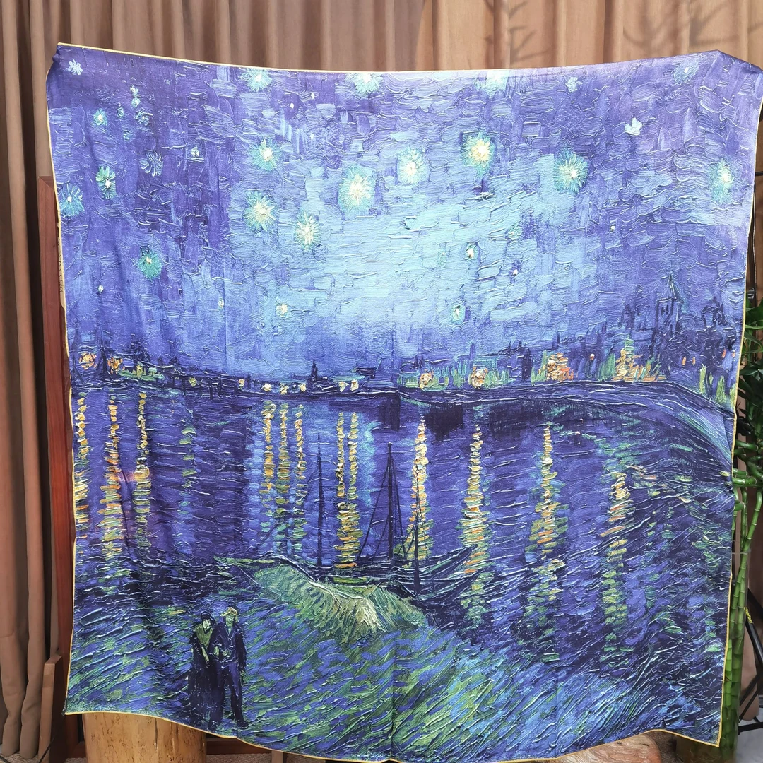 富美国风桑蚕丝披肩F912双面段