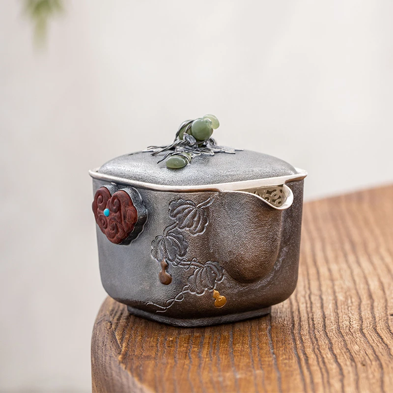 蜂鸟工坊传家壶手工艺品木把葫芦手抓盖碗家用手抓壶茶具SWA11198