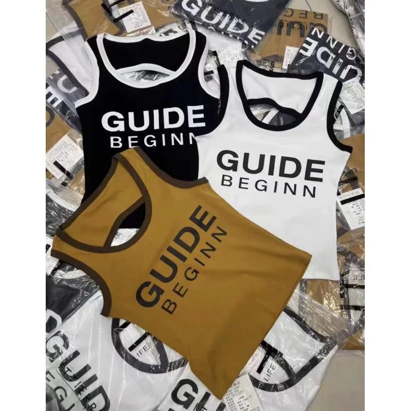 新款设计感字母修身显瘦百搭无袖吊带背心9500