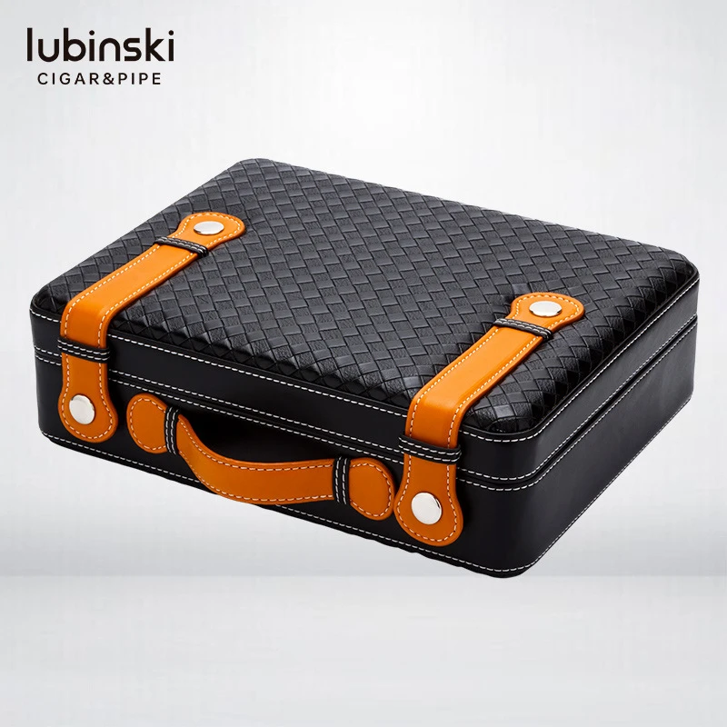 LUBINSKI便携雪茄盒收纳真皮雪松木手提式烟盒雪茄保湿盒高档旅行