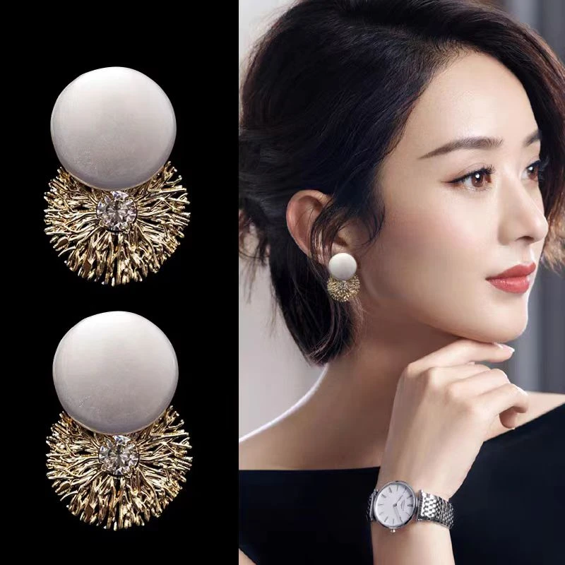 钛钢耳饰 925轻奢小众圆形时尚耳钉女气质高级感2025个性夸张耳环