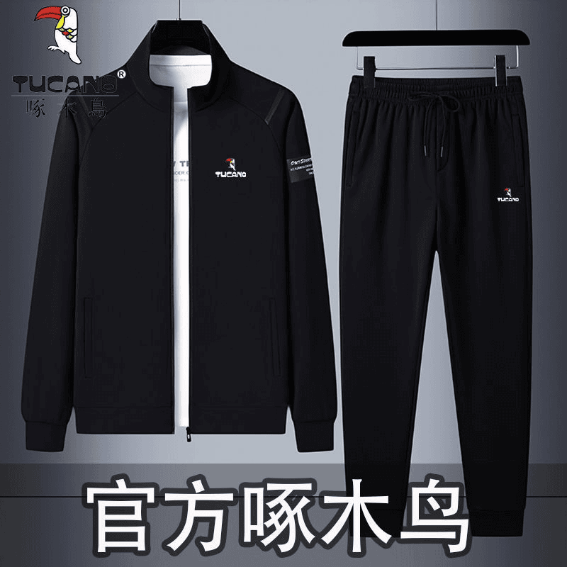 啄/木/鸟/运动服套装男春季新款男士宽松时尚休大码长袖休闲加绒
