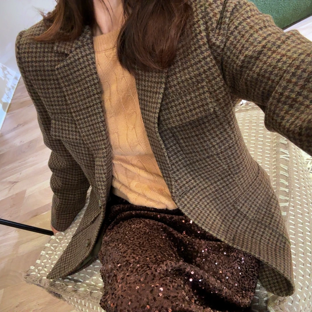 【夏洛克fashion】伦敦时刻 100%羊毛棕色系格纹西装