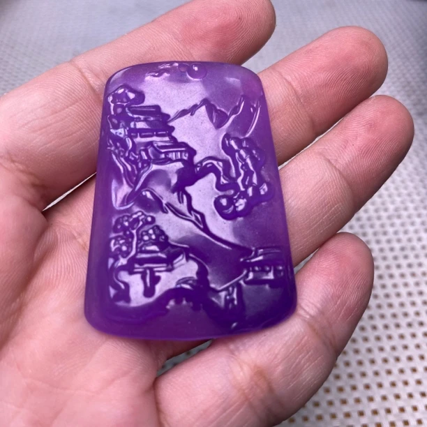 P331 老矿紫山水吊坠