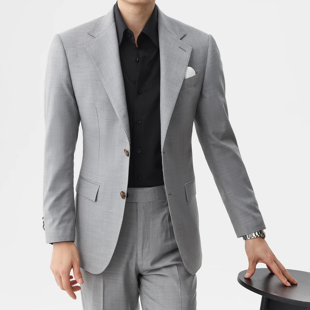 [单西]谷巢春夏男士浅灰色修身商务休闲西装意式收腰时尚西服单西