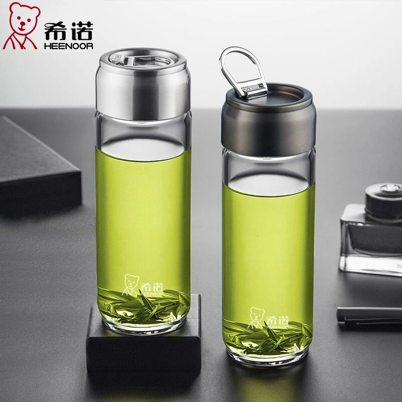 希诺玻璃杯单层加厚水杯男女家用便携泡茶杯希诺茶杯大容量杯子