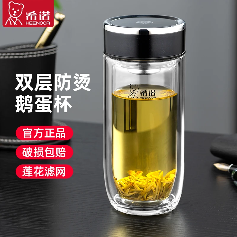 希诺玻璃杯2025新款鹅蛋杯女加厚家用喝水杯子男士高档办公泡茶杯