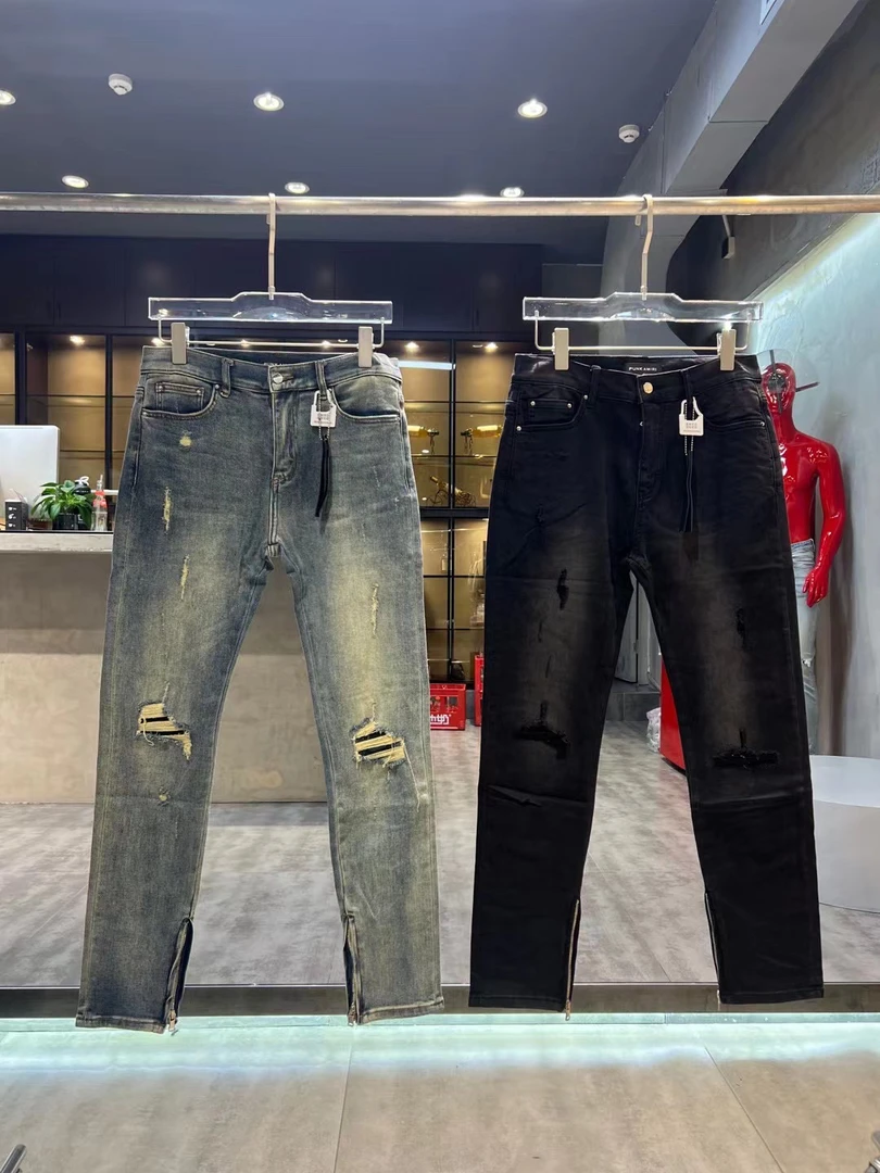 【瑞创Fashion】男士时尚百搭新款春夏休闲潮流破洞修身弹力牛仔裤