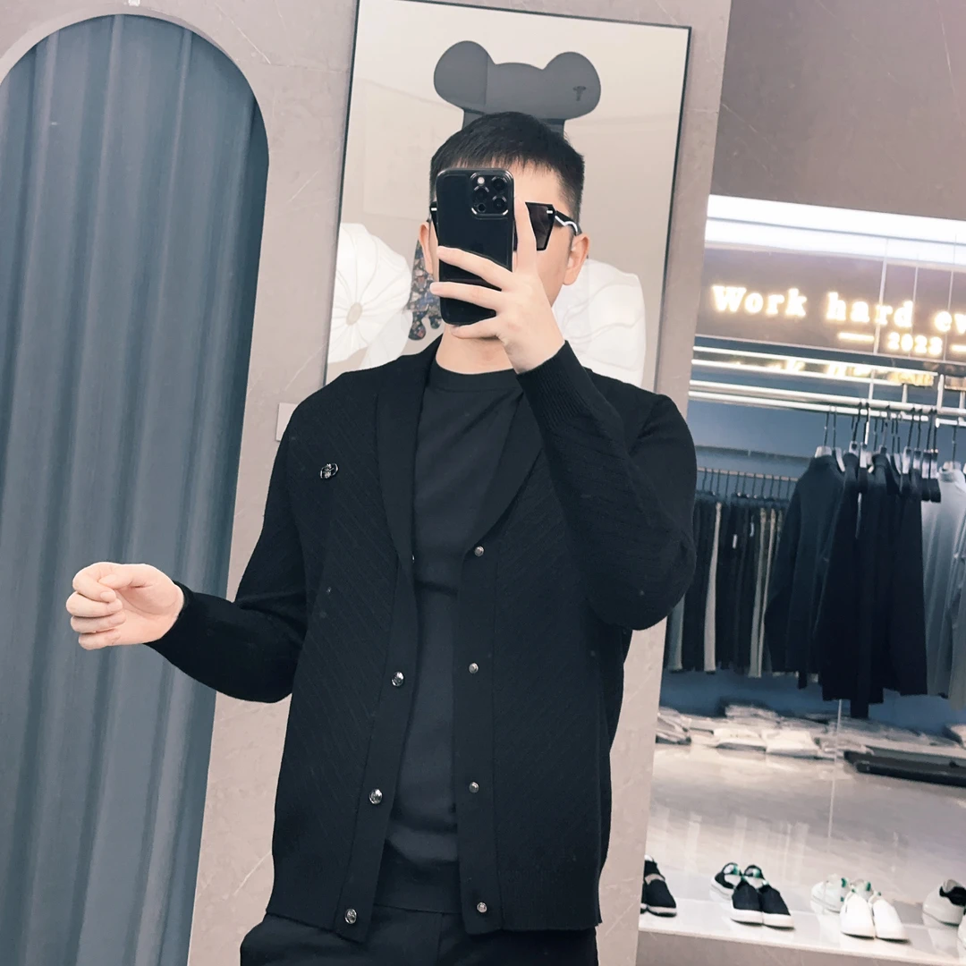 欧货开衫针织衫男士2025秋冬季新款V领毛衣欧洲站潮牌休闲外套