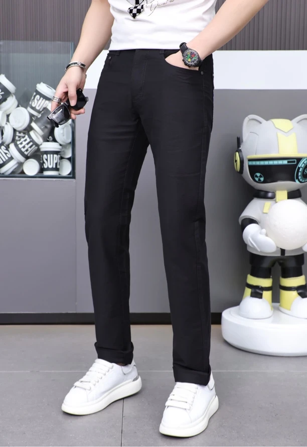 【瑞创Fashion】男士时尚百搭春夏新款休闲舒适轻奢高品黑色休闲裤