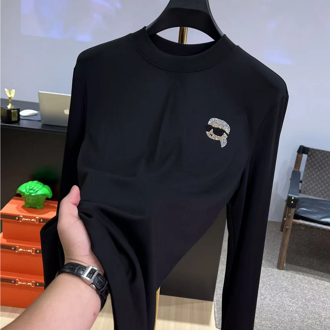 男士2025春季纯色修身舒适高品质欧货像长袖单穿打底神器9708