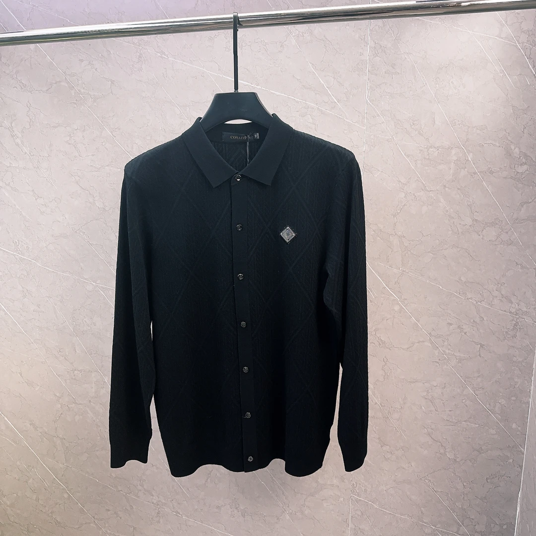 春秋季新品男士翻领织衫毛衣外套简约时尚百搭高级感潮开衫长袖