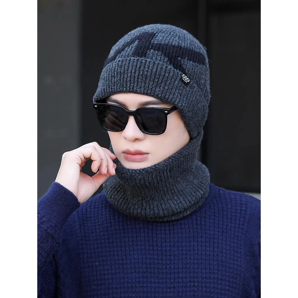 帽子男士冬季2023新款针织帽骑行防寒冷帽护耳加厚保暖加绒毛线帽