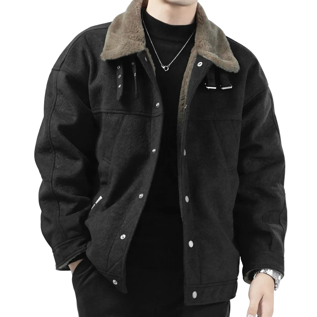 冬季新款座山雕泰迪绒加绒加厚潮牌翻领棉服3333