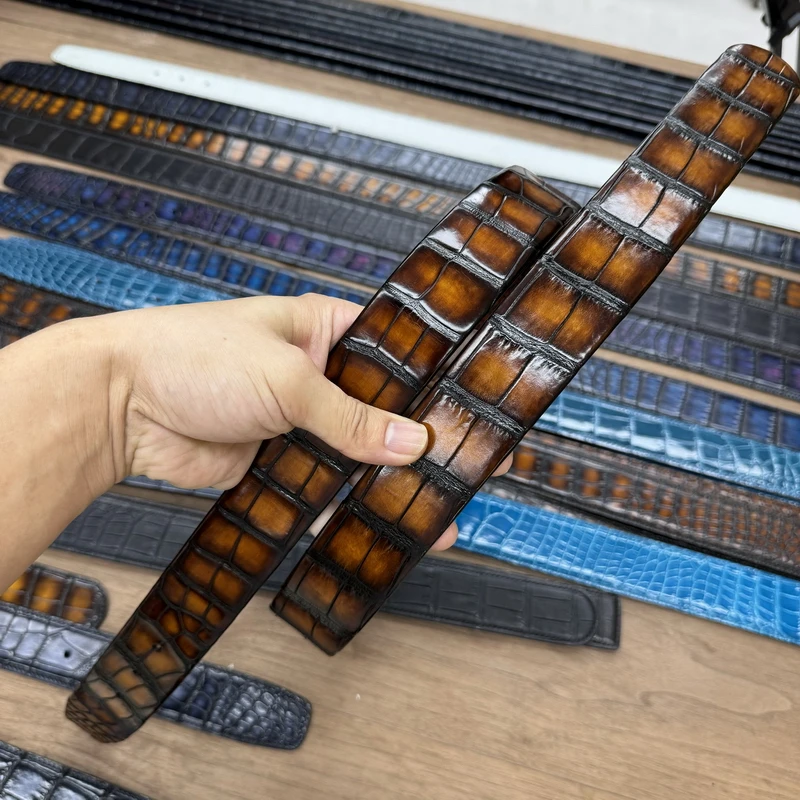 淑抱盛   双面美洲鳄鱼皮腰带真皮皮带男士高档时尚
