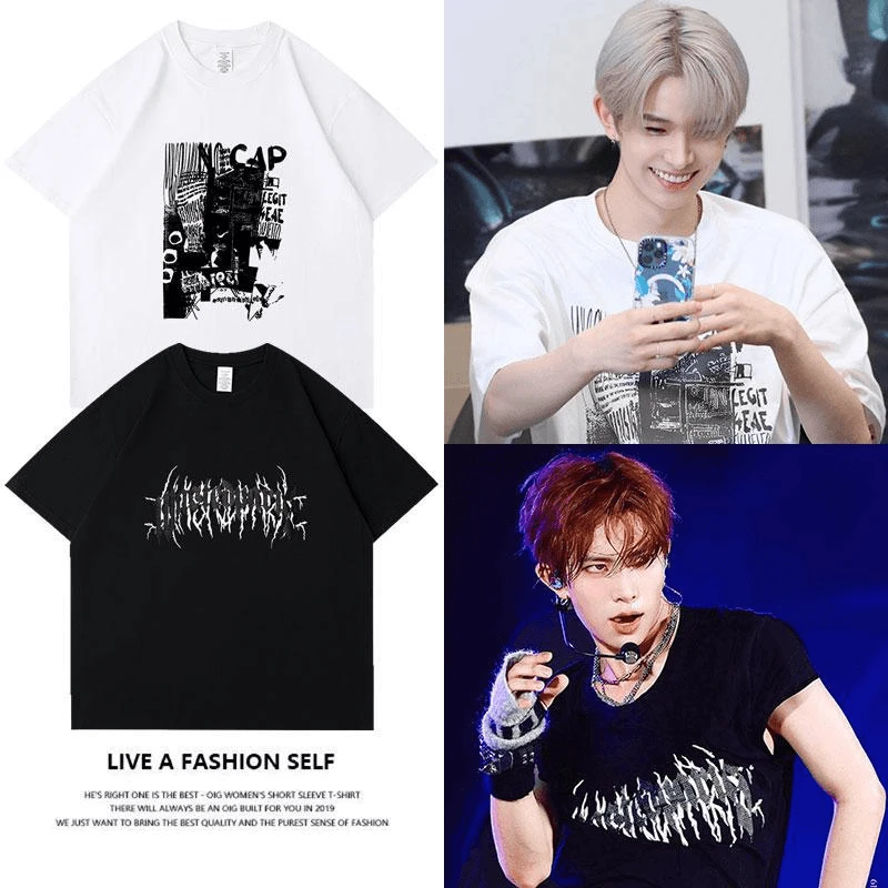 ENHYPEN演唱会李羲承同款短袖T恤印花纯棉男女款打底衫上衣服夏季