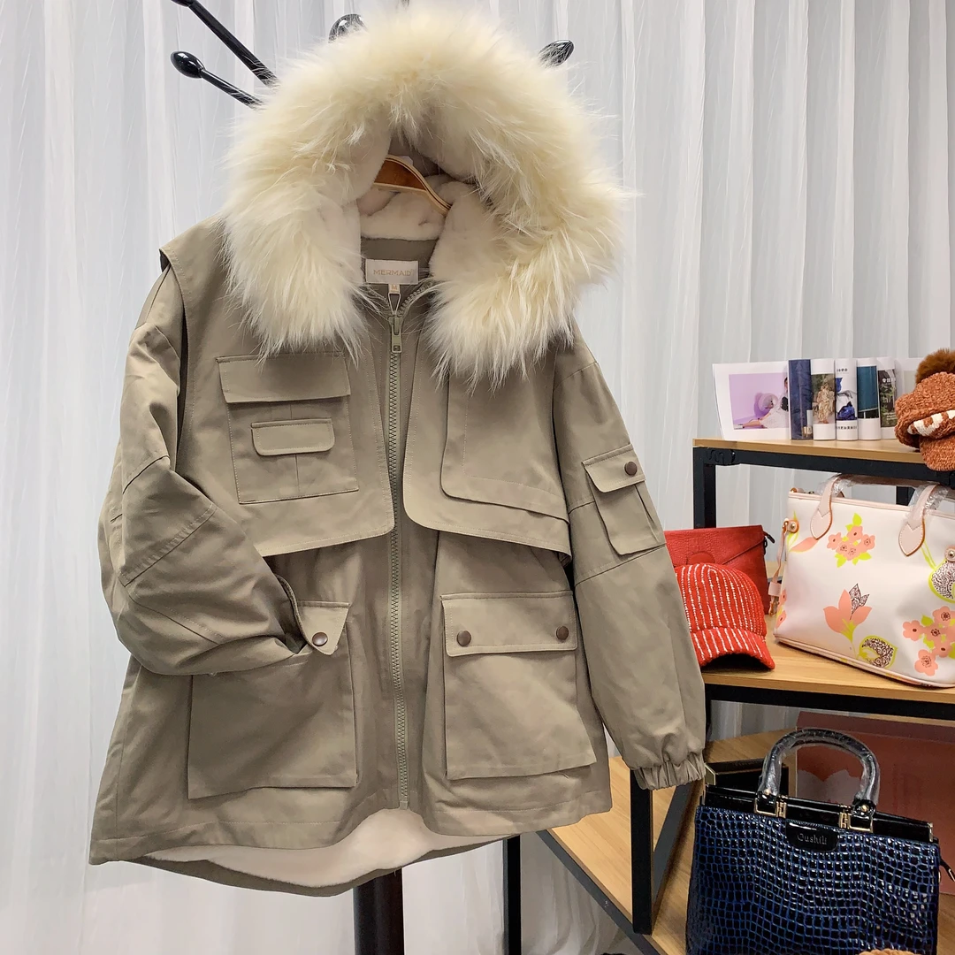 女装棉毛中长款棉服外套时尚冬季