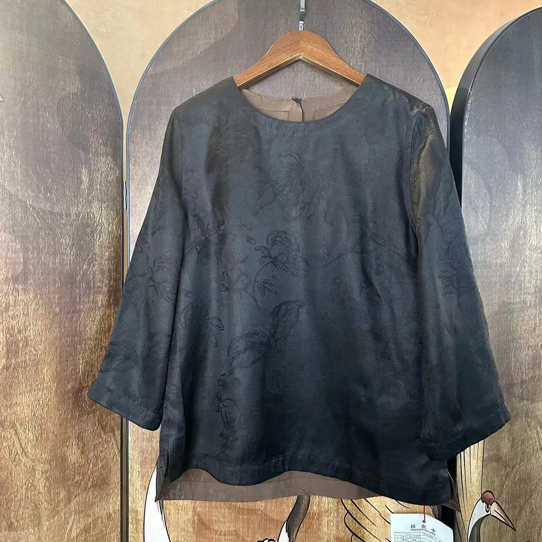 莹 新中式国风 319324 梅花 牡丹双面双穿 上衣 L