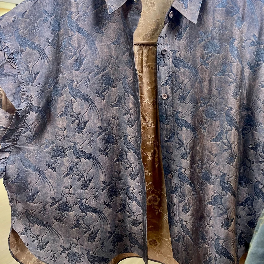 新中式国风 303524 翟鸟图  小飞袖外套 L