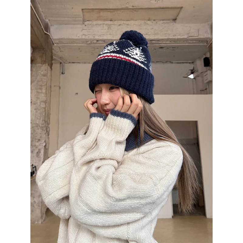 CCYE川川也复古费尔岛毛线帽保暖针织帽秋冬氛围ins冷帽
