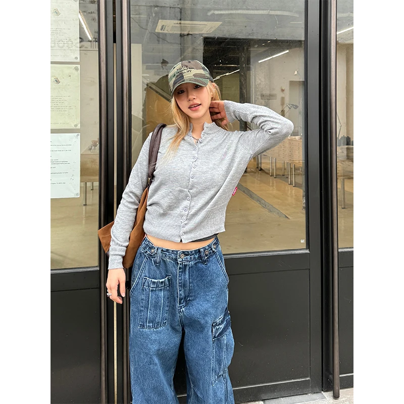 CCYE川川也简约纯色不规则针织衫修身显瘦打底衫长袖外套秋