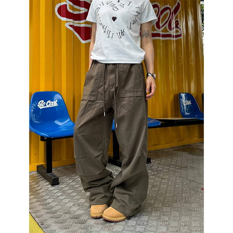 CCYE川川也美式工装裤男女宽松休闲运动伞兵裤潮抽绳高街长直筒裤