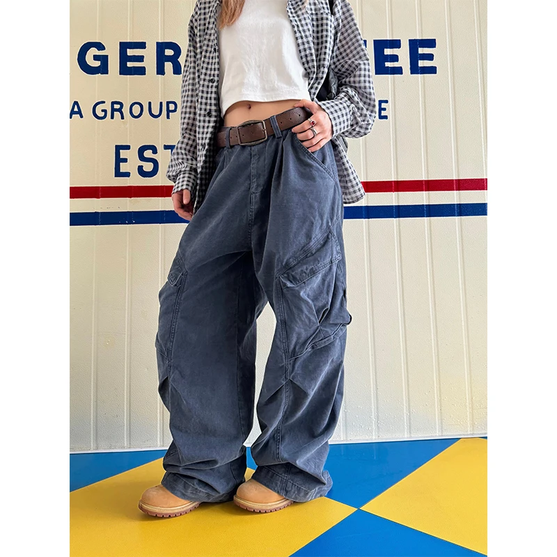 川川也CCYE美式复古水洗工装裤男女宽松直筒拖地裤夏季阔腿休闲裤