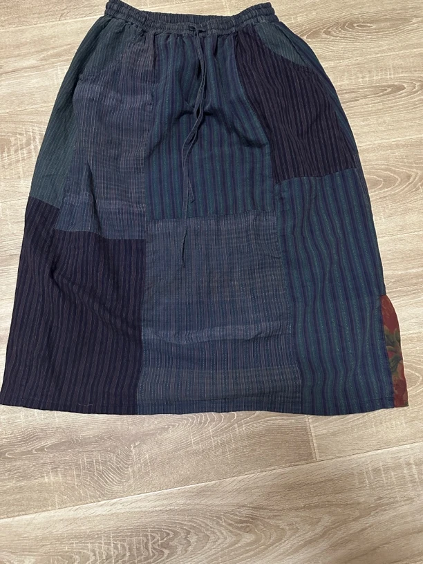 百布拼接老布双面穿半裙颜色随机