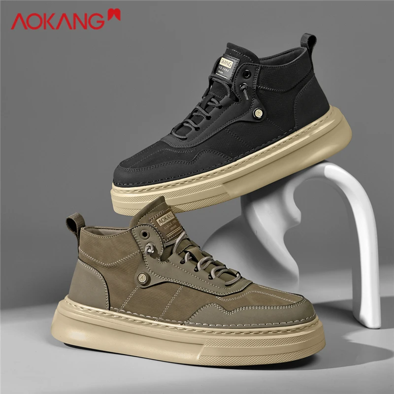 Aokang/奥康2025春季男士运动时尚百搭潮流潮鞋英伦舒适高帮板鞋