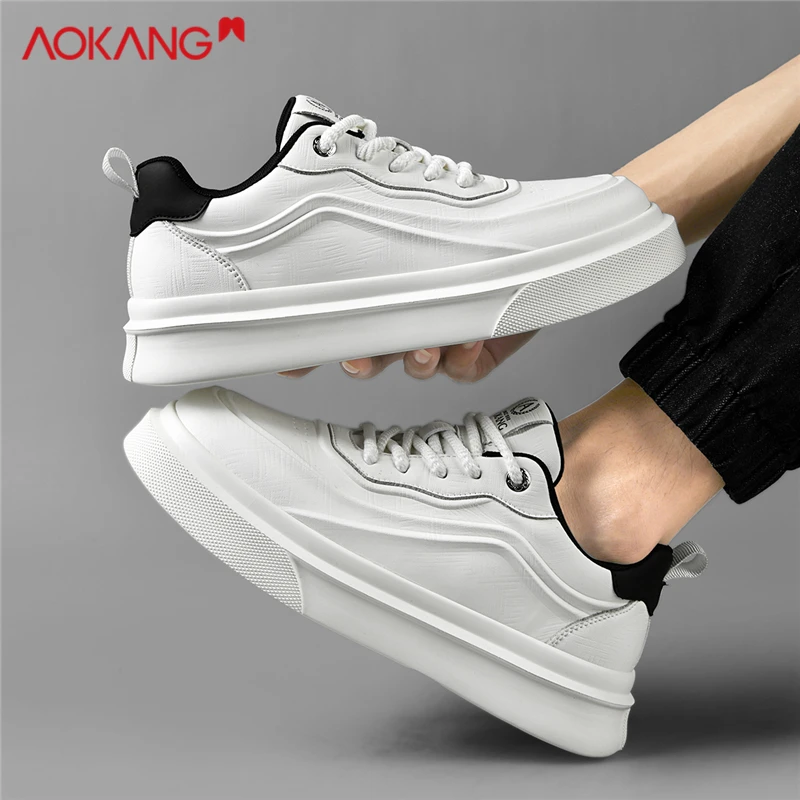 奥康男鞋青少年秋冬新款百搭网红时尚休闲板鞋男士防滑厚底小白鞋