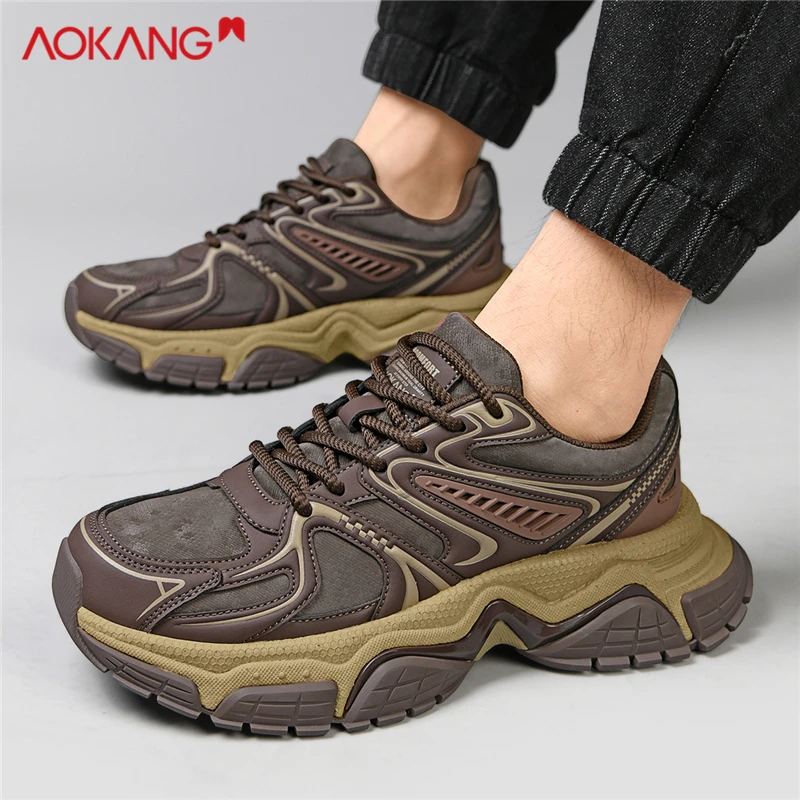 Aokang/奥康男鞋秋冬百搭时尚增高老爹鞋男士软底休闲运动鞋