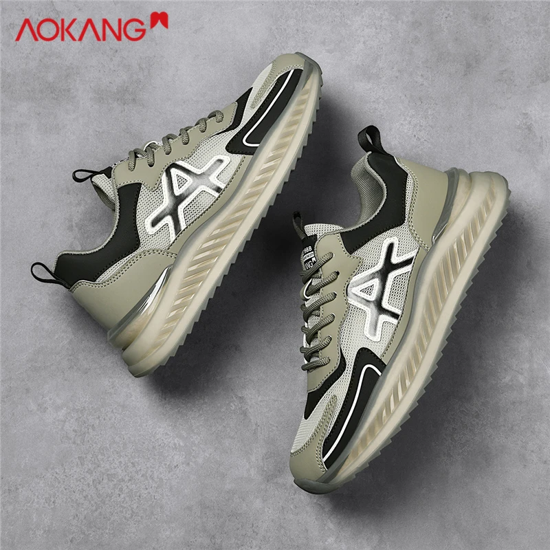 Aokang/奥康鞋子男时尚男鞋男士休闲百搭秋冬透气软底跑步网面鞋