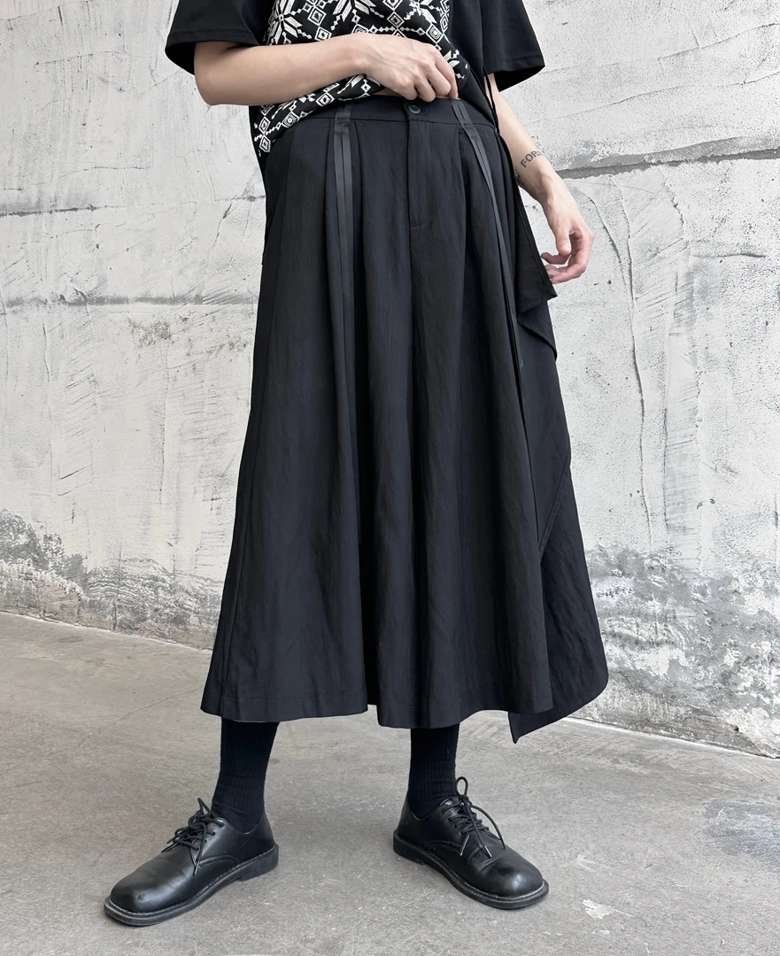 【晚李四季】两穿设计感九分裤裙 夏季薄款情侣款九分裤