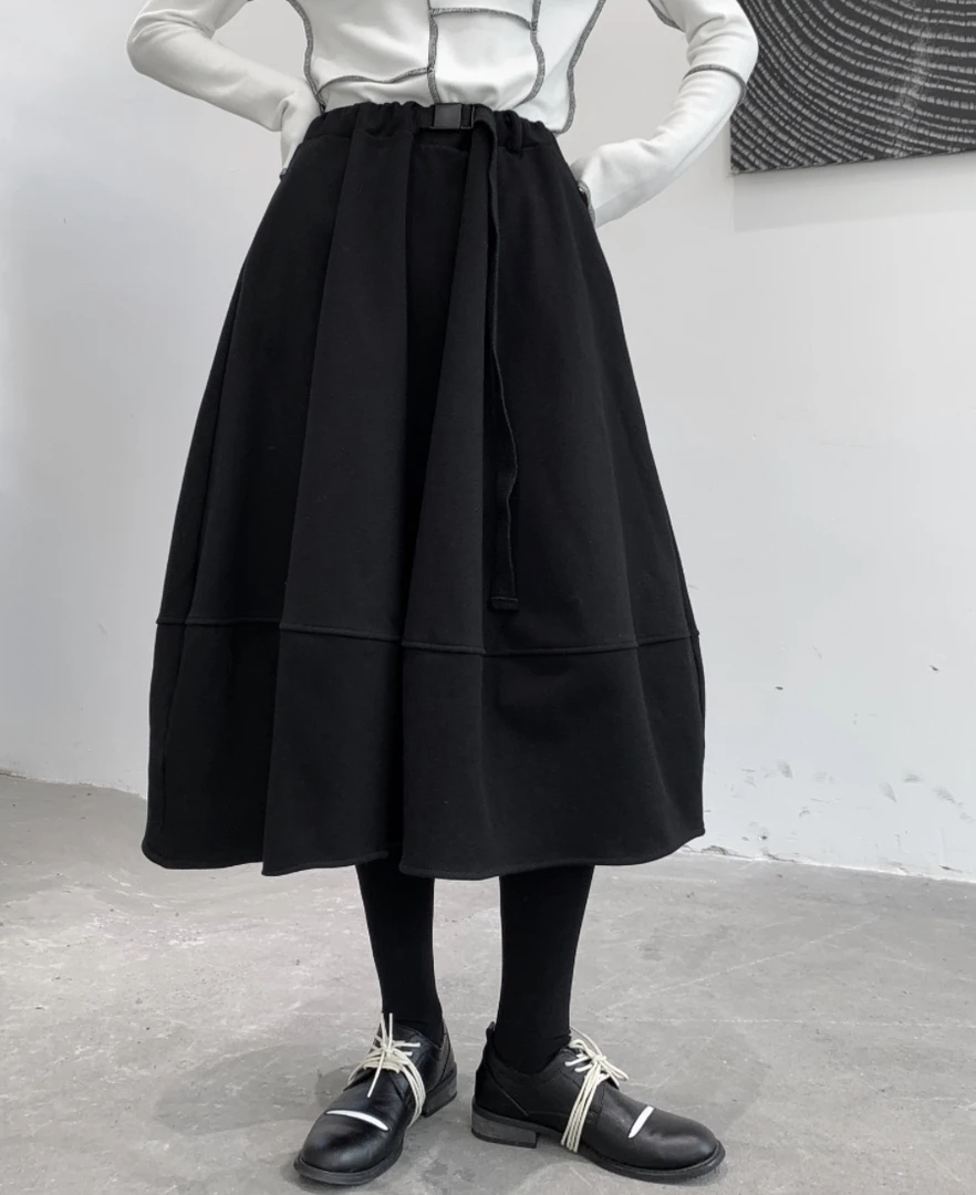 【晚李自制】秋冬小众加绒款花苞裙 可调节腰围