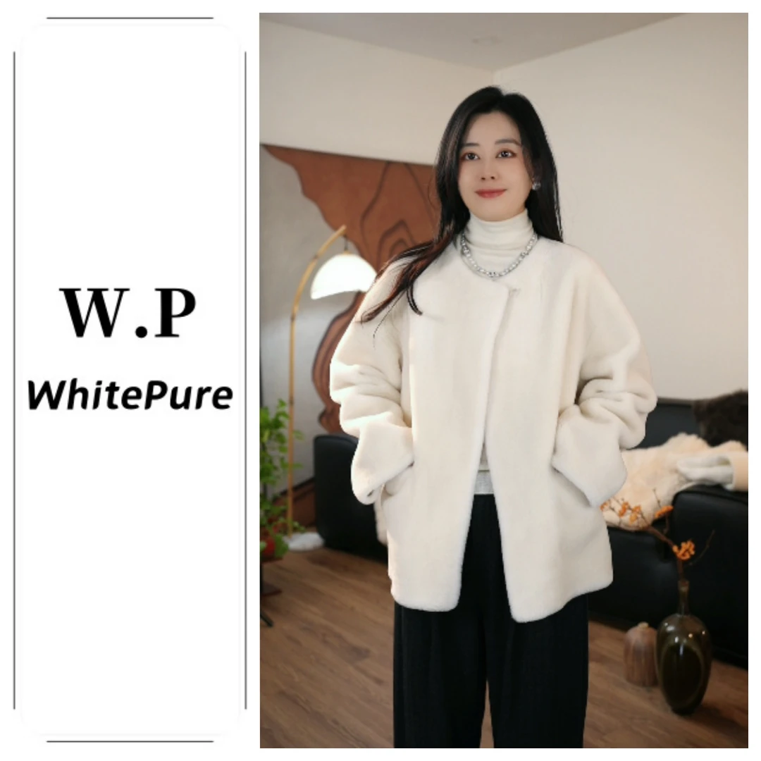 【奶霜贝果】100%澳洲幼崽羊毛气质圆领女士外套'W.P3915'