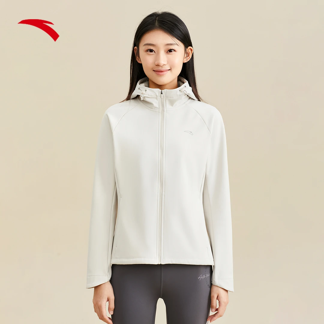 【布衣小童专属】安踏加绒梭织连帽外套女春季新款开衫健身运动上衣