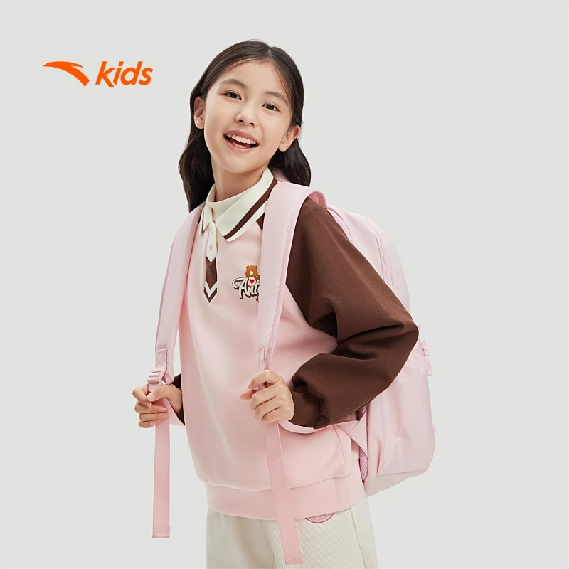 安踏儿童女大童套头衫2025冬季新款透气舒适亲肤青少年休闲卫衣潮